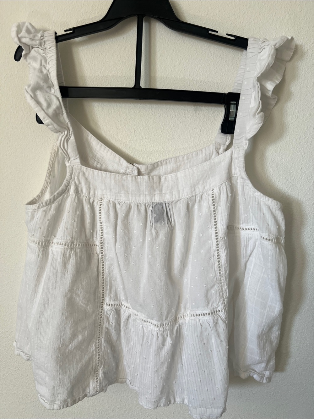 White Eyelet Button-Front Ruffle Strap Tank - Picture 6 of 10